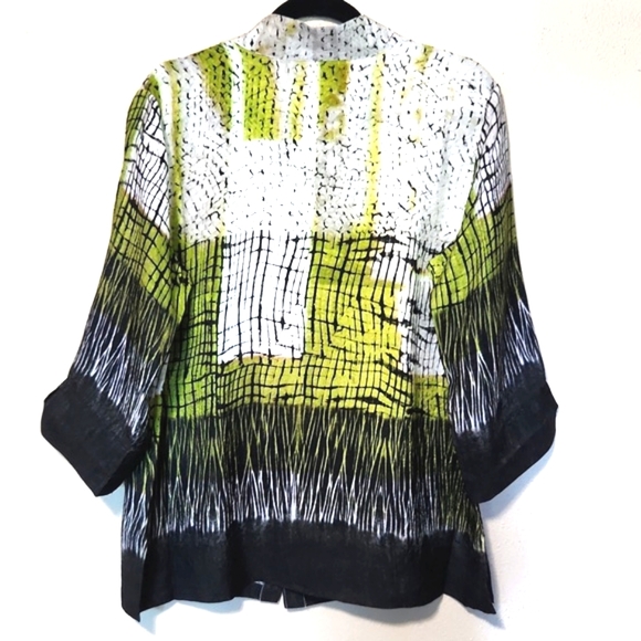 Dressori 100% Silk Art Abstract Design 3/4 Length Sleeves Blouse Size Large EUC - Picture 4 of 9